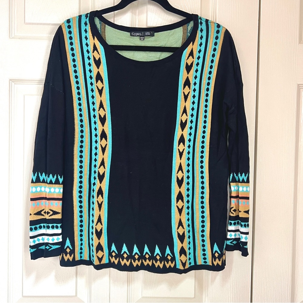 Gypsy 05 Long Sleeve Tribal Print Sweater